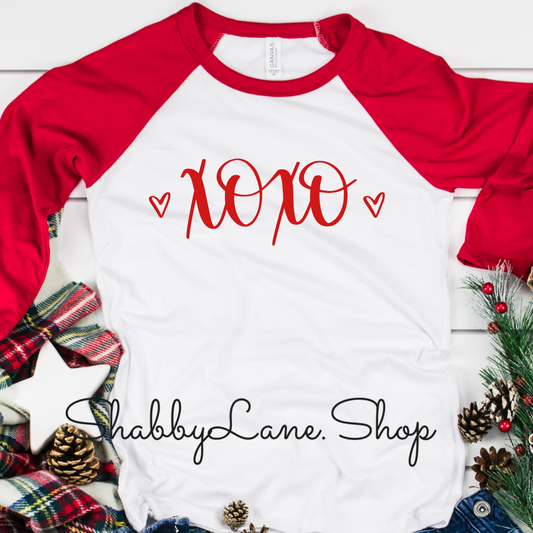 Hugs and Kisses - red raglan tee Shabby Lane   