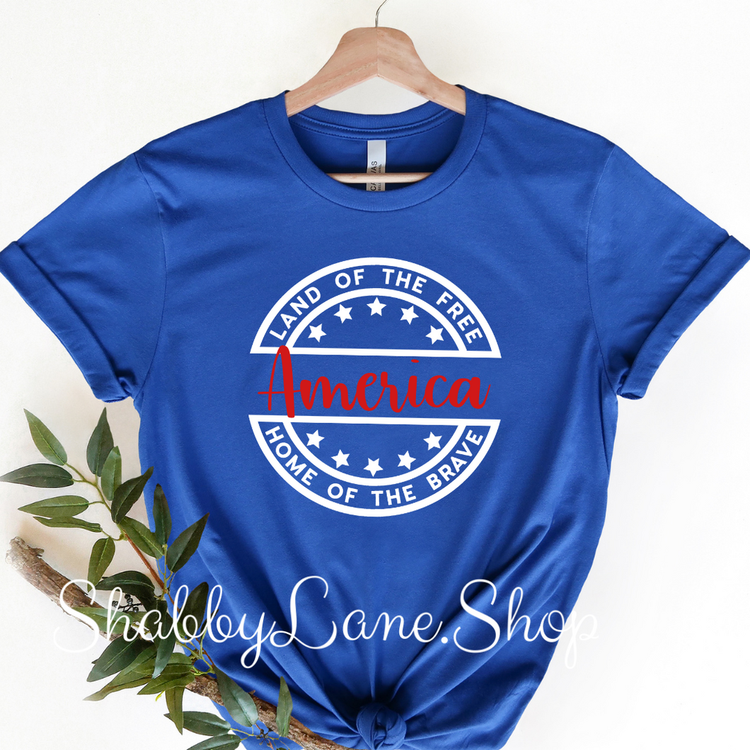 Land of Free - America t-shirt - royal blue tee Shabby Lane   