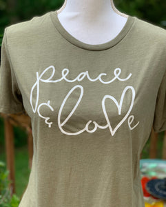 Peace and Love Olive tee tee Shabby Lane   