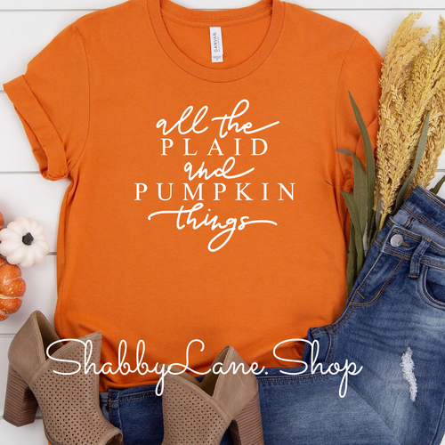 All the plaid and pumpkin things! Orange tee Shabby Lane   