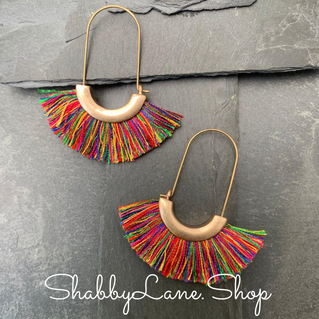 Tassel Earrings - Multi color dark Earrings Shabby Lane   