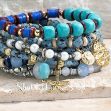 Load image into Gallery viewer, Ocean stacked bracelet Mixed beads Shabby Lane   