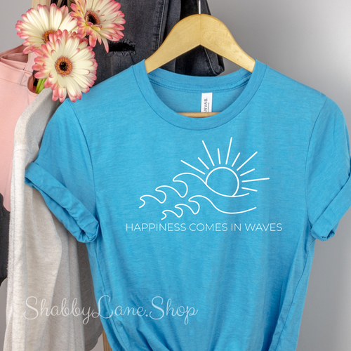 Happiness Comes in waves - Aqua T-shirt tee Shabby Lane   