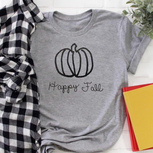 Happy Fall- Cameron Collection Heather Gray tee Shabby Lane   