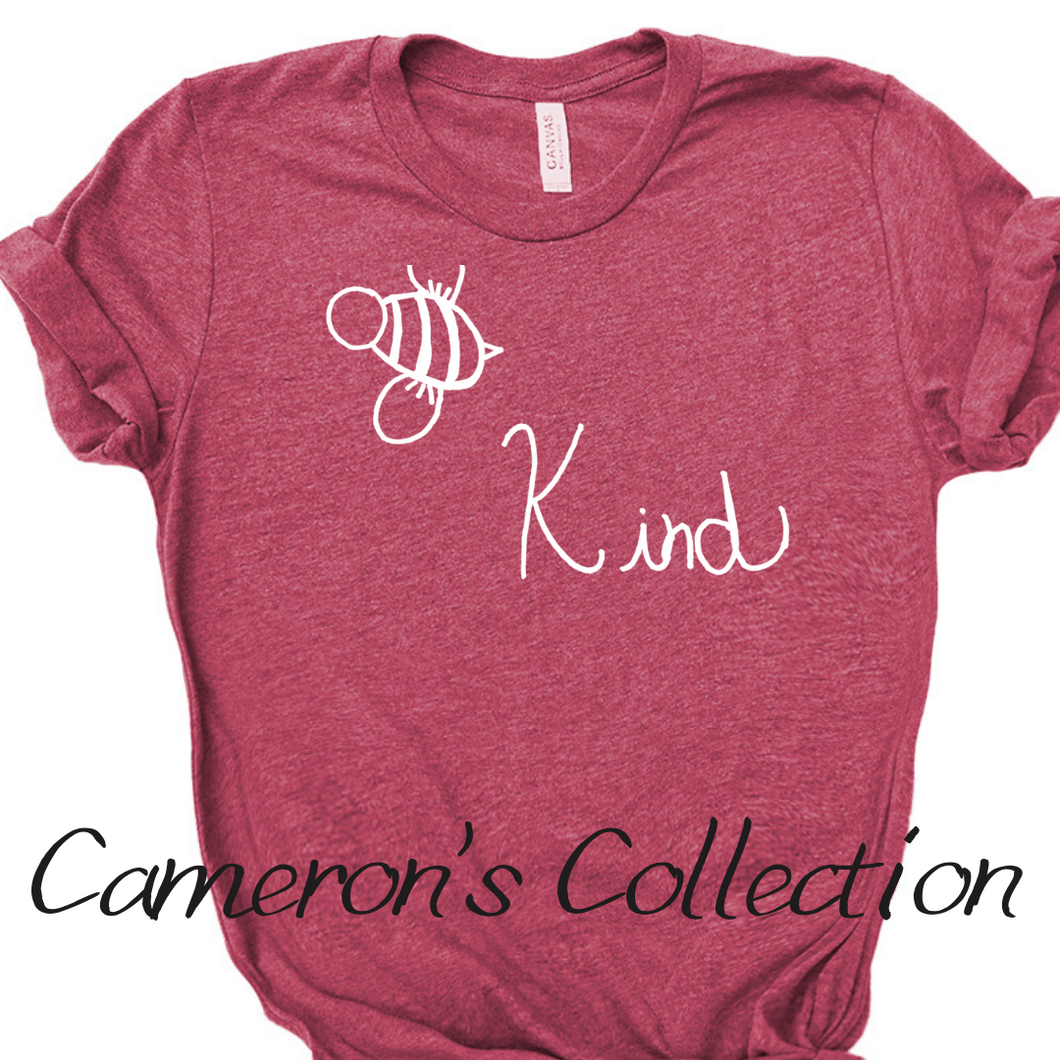 Bee Kind - Cameron Collection Heather Raspberry tee Shabby Lane   
