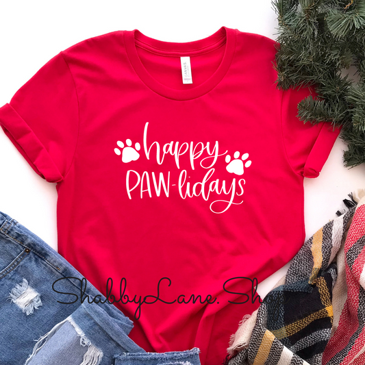 Happy Pawlidays - Red Short Sleeve tee Shabby Lane   