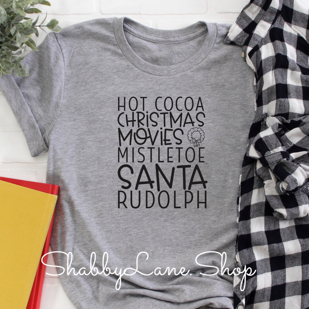 Hot Cocoa. Christmas movies - Gray tee Shabby Lane   