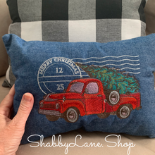 Load image into Gallery viewer, Red Truck Christmas pillow  accent  Shabby Lane   
