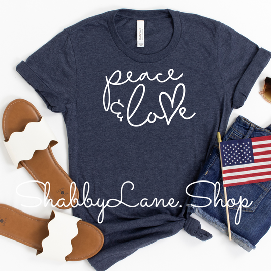 Peace and Love  Heather Navy tee Shabby Lane   