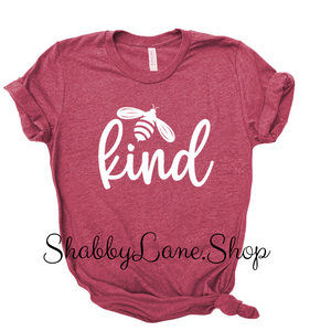 Bee Kind- T-shirt raspberry tee Shabby Lane   