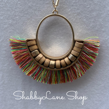 Load image into Gallery viewer, Fan Tassel  necklace -Multi color  Shabby Lane   