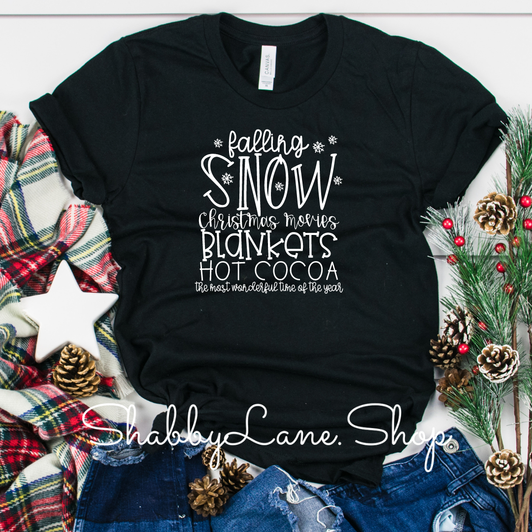 Falling Snow - Black tee Shabby Lane   