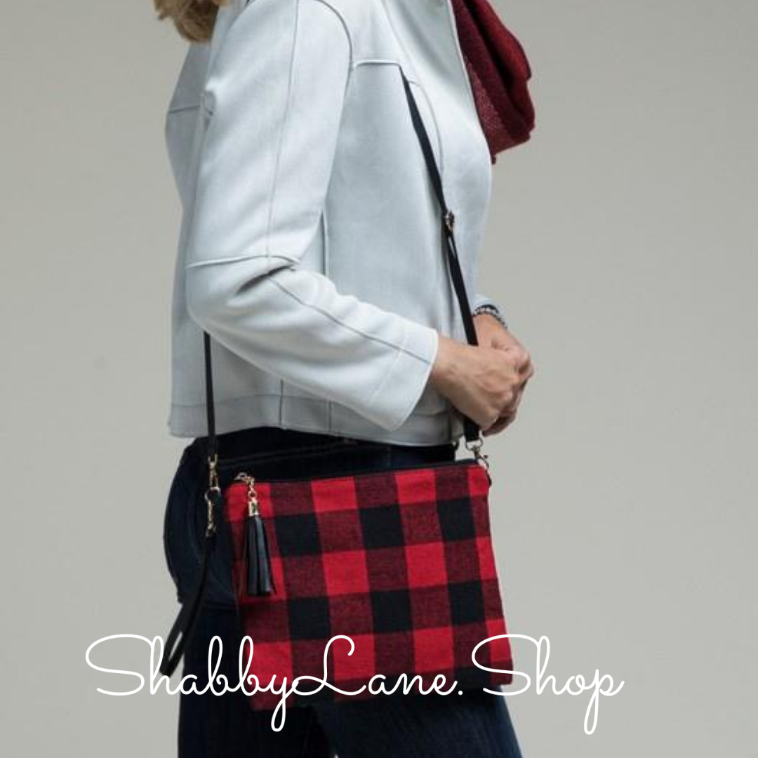 Red plaid crossbody/wristlet  Shabby Lane   