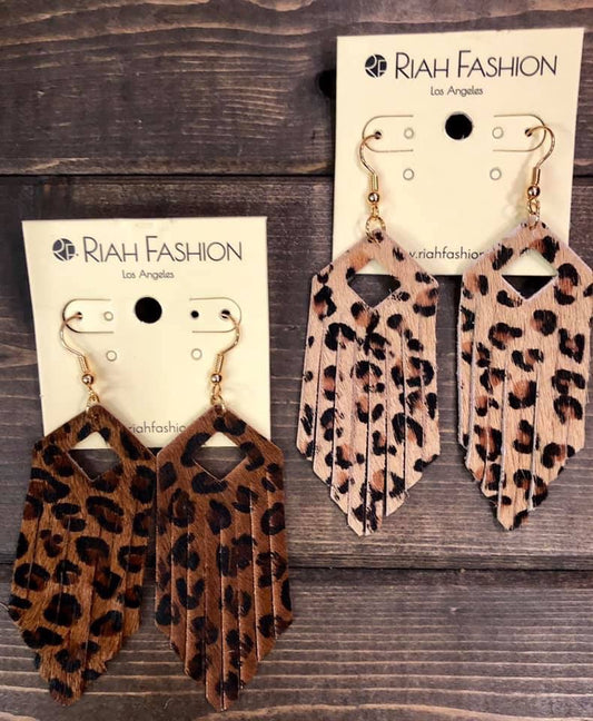 Leopard fringe earrings  Shabby Lane   