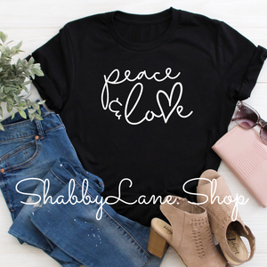 Peace and Love   Black tee Shabby Lane   