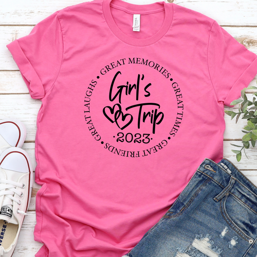 Girl’s Trip - Pink T-shirt black vinyl tee Shabby Lane   