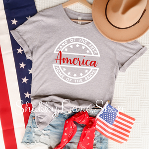 Land of Free - America t-shirt - grey tee Shabby Lane   