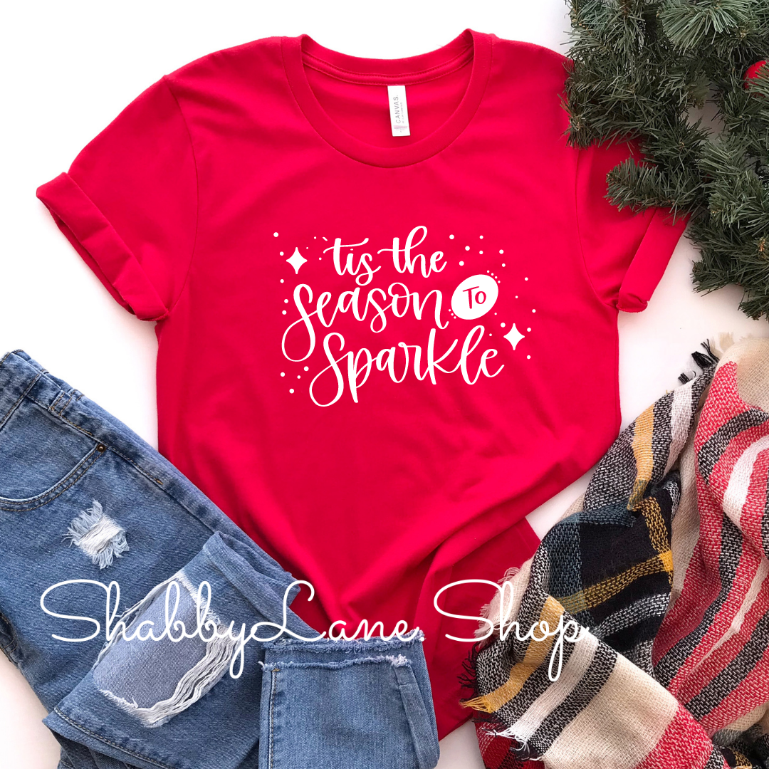 ‘Tis the season to sparkle - Red Short Sleeve tee Shabby Lane   