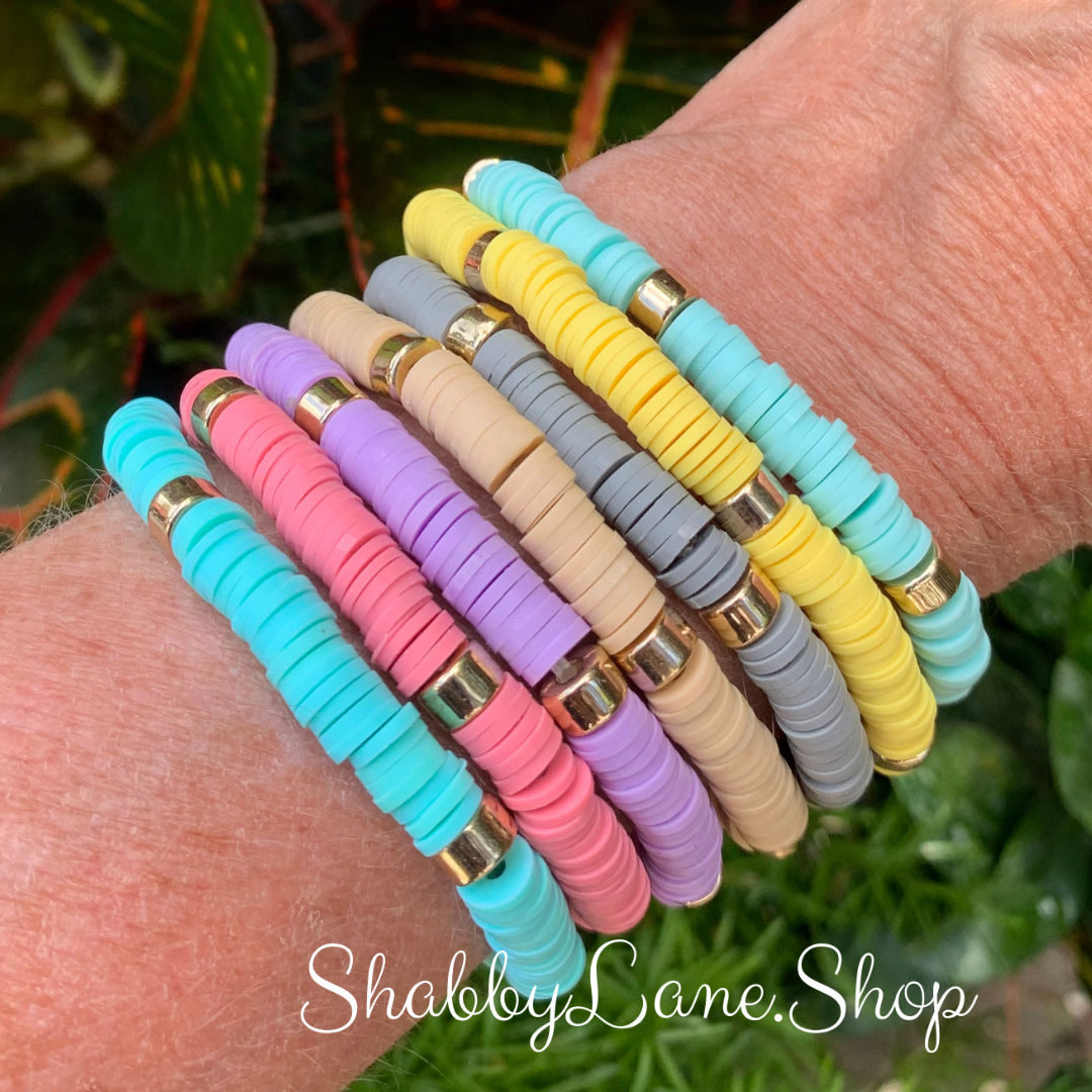 Gorgeous Leather disc stacked bracelet - pastel Faux leather Shabby Lane   