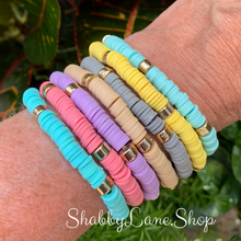 Load image into Gallery viewer, Gorgeous Leather disc stacked bracelet - pastel Faux leather Shabby Lane   