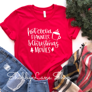 Hot cocoa flannels Christmas movies - Red Short Sleeve tee Shabby Lane   