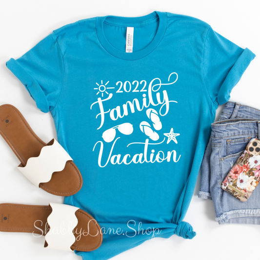 Family Vacation - Aqua T-shirt tee Shabby Lane   