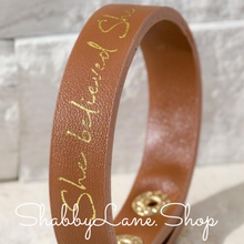 Load image into Gallery viewer, She believed she could bracelet - brown Faux leather Shabby Lane   