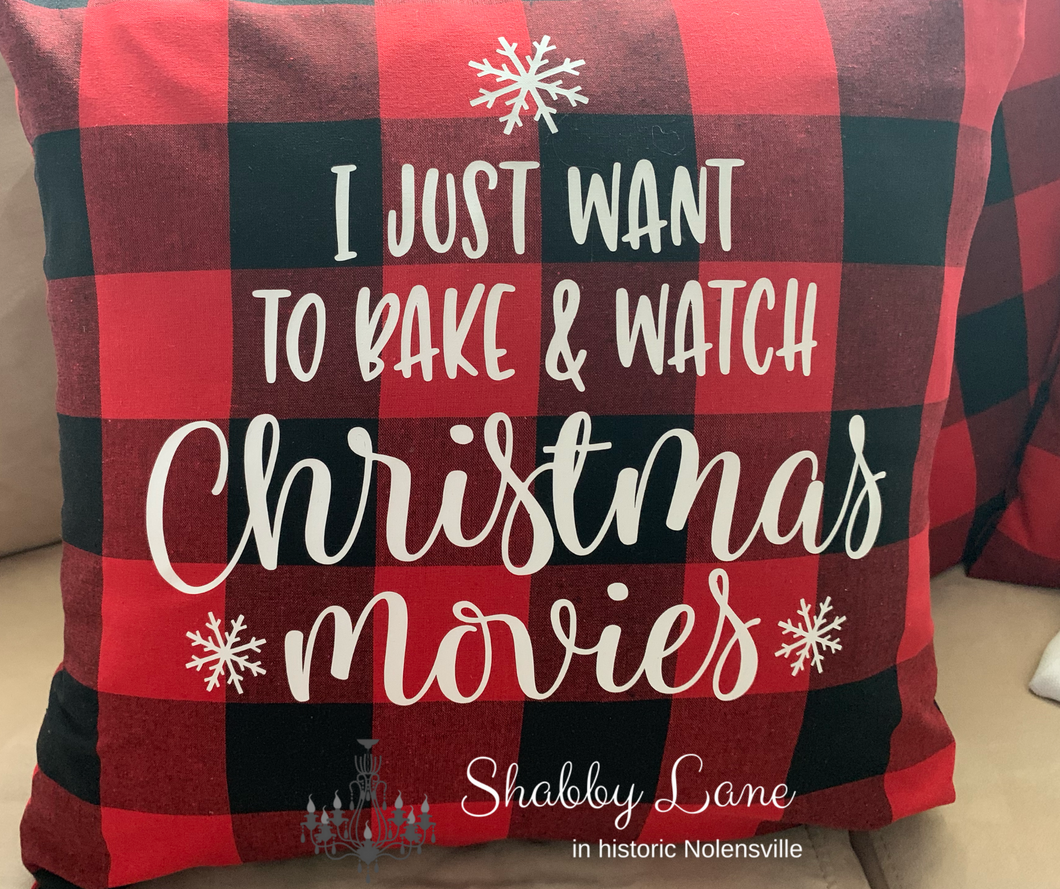 Just want to bake and watch Christmas Movies pillow!  Shabby Lane   