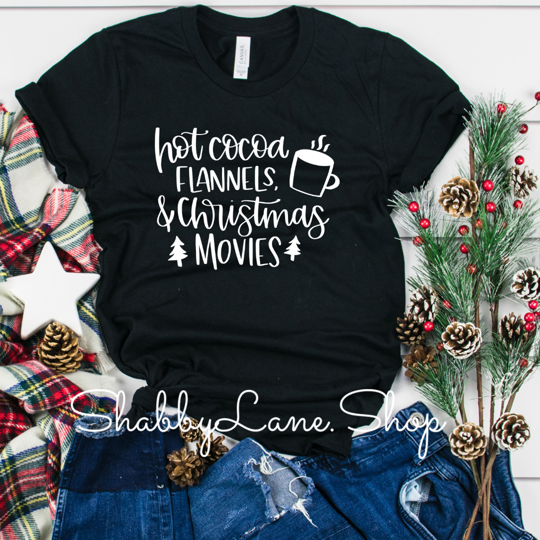 Hot cocoa flannels and Christmas movies- Black tee Shabby Lane   