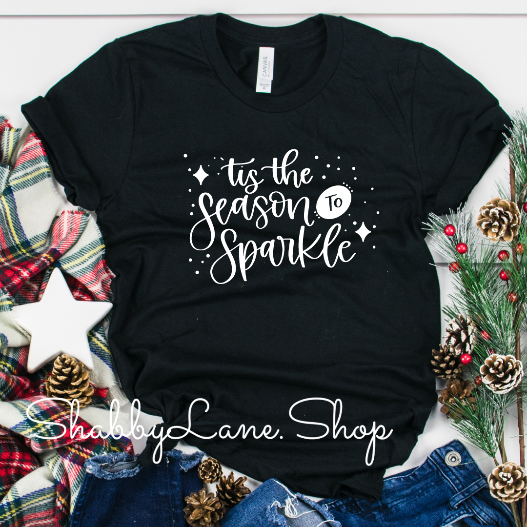 Tis the season to sparkle - Black tee Shabby Lane   