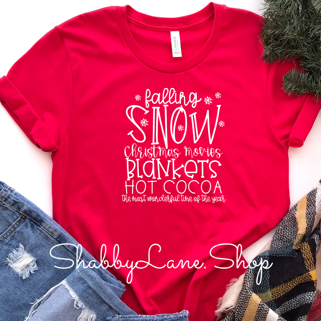 Falling Snow- Red Short Sleeve tee Shabby Lane   