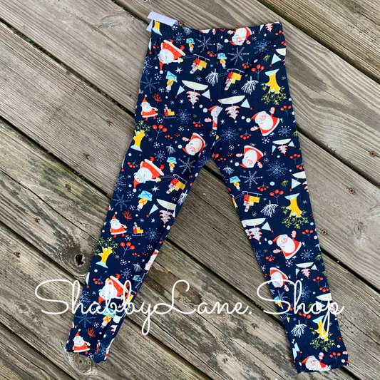 Children’s leggings - blue Santa  Shabby Lane   