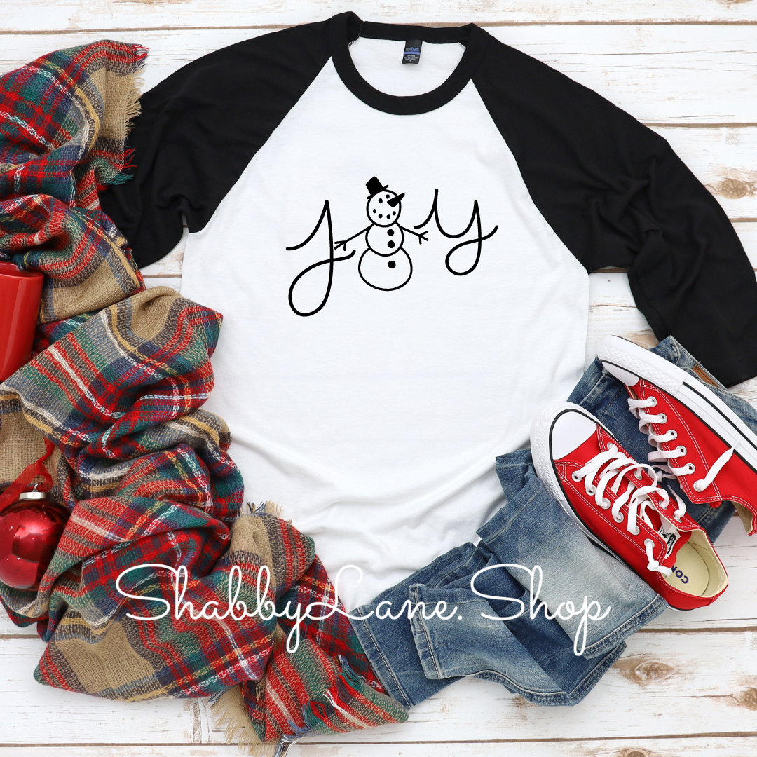 Joy snowman -  lady - black sleeves tee Shabby Lane   