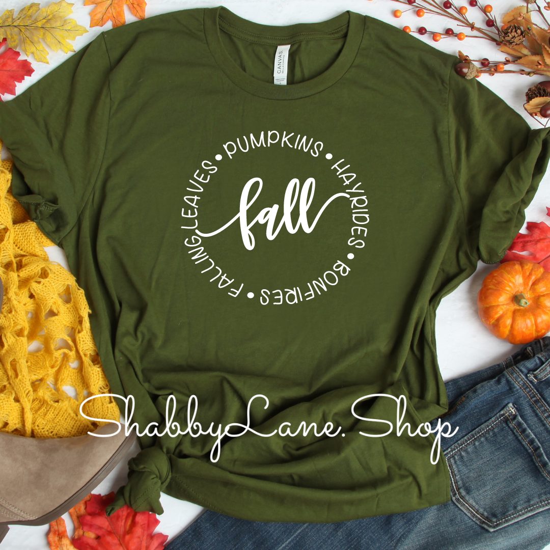 Fall pumpkins hayrides bonfires - Olive tee Shabby Lane   