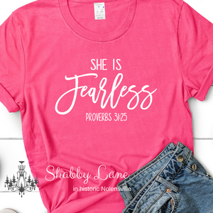 She is Fearless pink tee Shabby Lane   