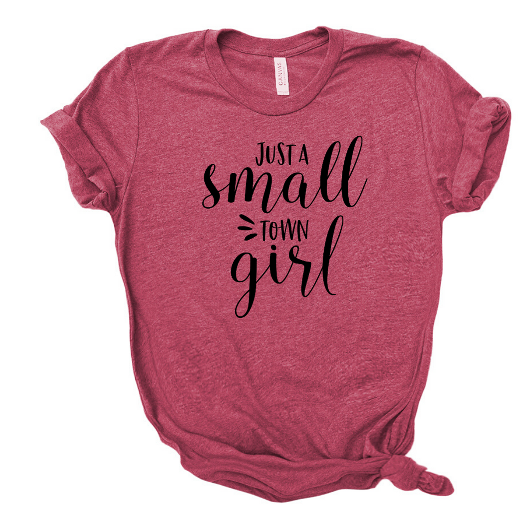 Just a Small Town Girl - Heather raspberry tee Shabby Lane   
