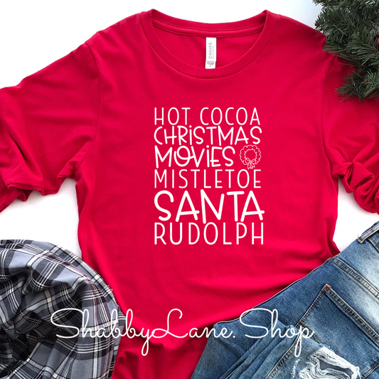 Hot cocoa   Christmas movies - red long sleeve tee Shabby Lane   