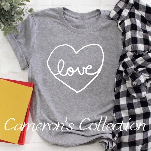 Love heart - Cameron Collection Heather Gray tee Shabby Lane   