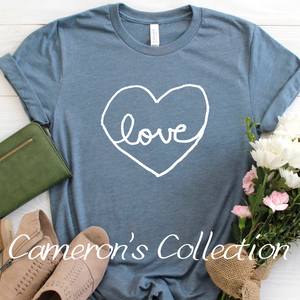 Love heart - Cameron Collection slate tee Shabby Lane   