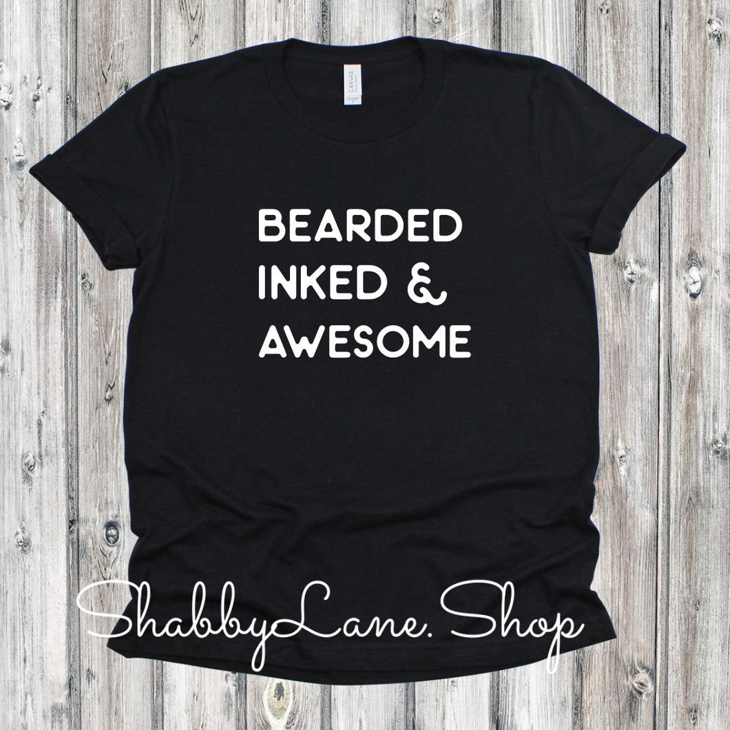 Bearded, inked and awesome- black tee Shabby Lane   