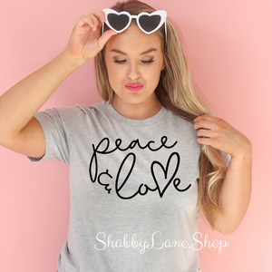 Peace And Love - Light Gray T-shirt tee Shabby Lane   