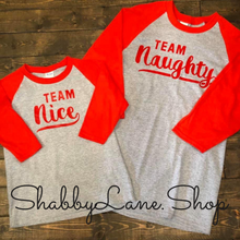 Load image into Gallery viewer, Team Nice- red sleeves gray unisex tee Shabby Lane   