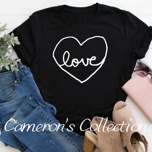 Love heart - Cameron Collection Heather Black tee Shabby Lane   
