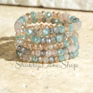 Stackable beaded ring  teal  Shabby Lane   