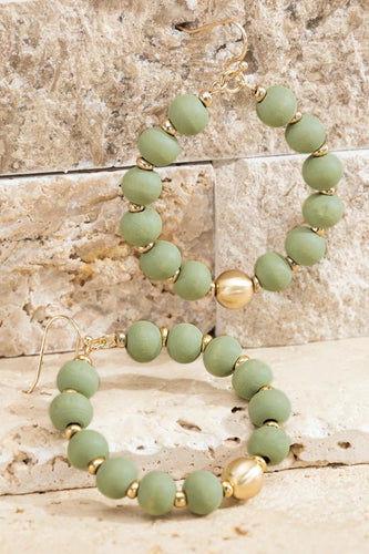 Beautiful wood bead earrings - Mint Earrings Shabby Lane   