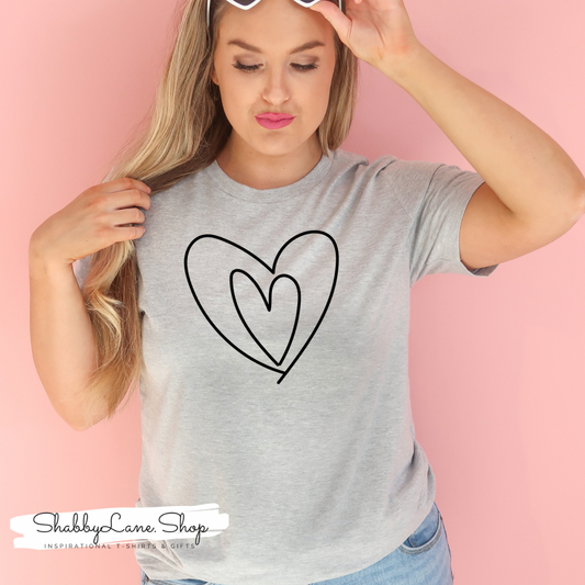 Double heart -light Gray T-shirt tee Shabby Lane   
