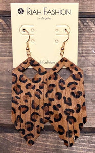 Leopard fringe earrings  Shabby Lane   