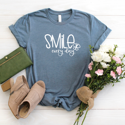 Smile Everyday tee - slate blue tee Shabby Lane   