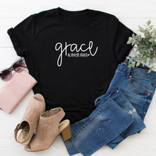Load image into Gallery viewer, Grace always wins - black T-shirt tee Shabby Lane   