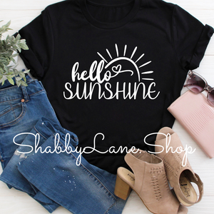 Hello Sunshine! - black tee Shabby Lane   